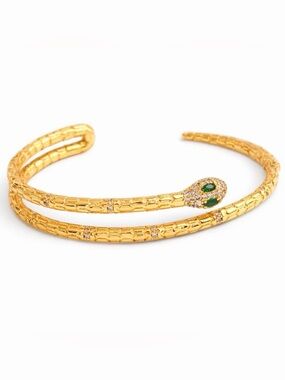 Snake Cuff Bracelet 18K Gold Plated– Adjustable Statement Bangle